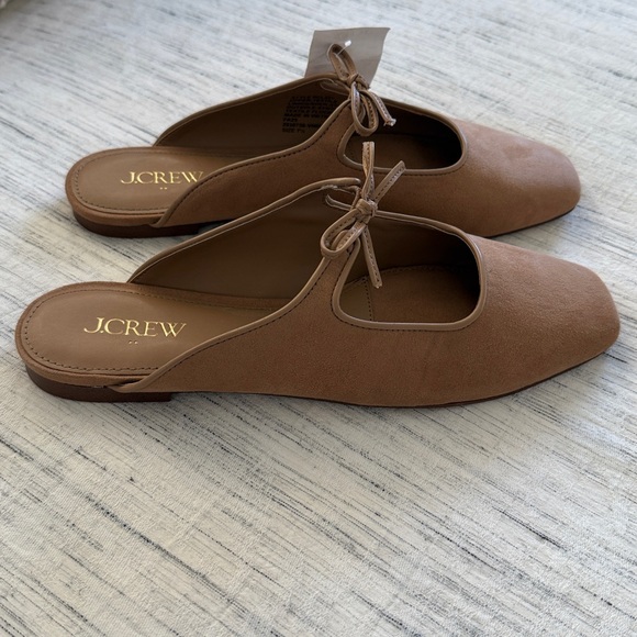 J. Crew Women's Tan Faux Suede Mules with Bow Detail - Picture 4 of 7
